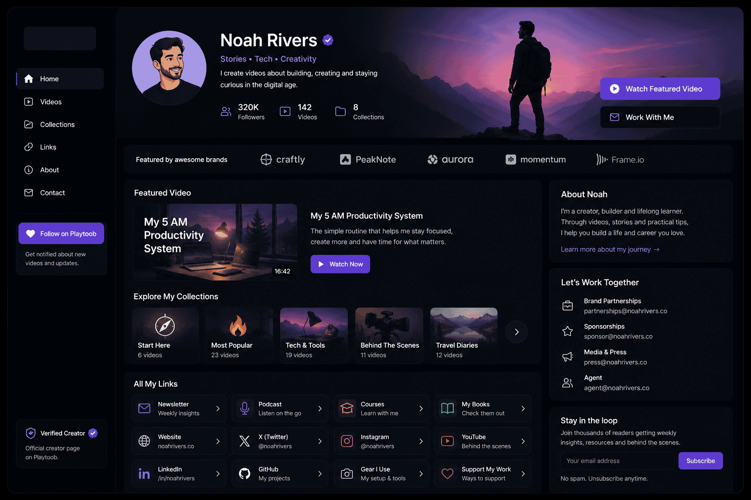 Playtoob creator page interface